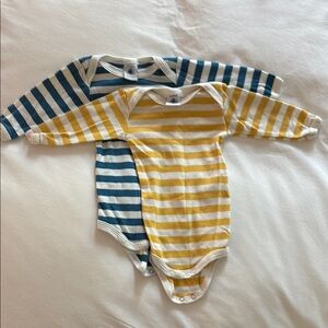 Petit Bateau Striped Kids One Piece Set - Blue and Yellow